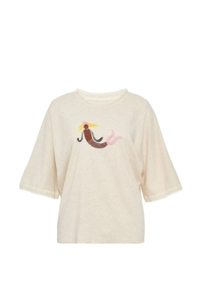 Renli Su embroidered T-shirt - Neutrals