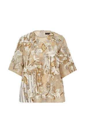 Biyan embellished silk blouse - Neutrals
