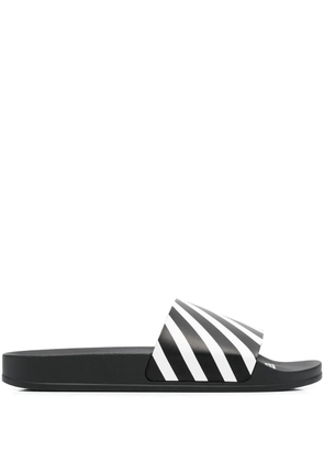 Off-White Diag-stripe moulded slides - Black