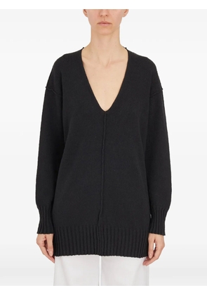 Isabel Benenato V-neck open-back sweater - Black