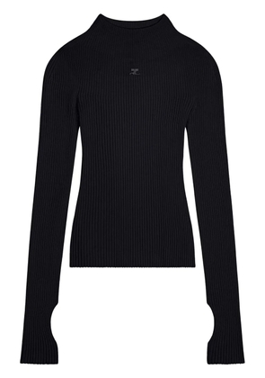 Courrèges logo-embroidered ribbed jumper - Black
