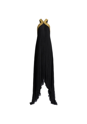 Alberta Ferretti pleated open-back maxi dress - Black