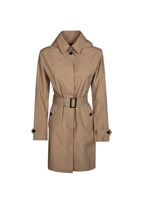 Save The Duck belted hooded trench coat - Neutrals