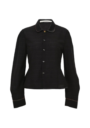 Renli Su satin collar blouse - Black