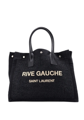 Saint Laurent Pre-Owned Rive Gauche Shopper Raffia with Canvas Small tote bag - Black