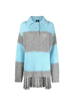 ETRO striped fringed polo top - Blue