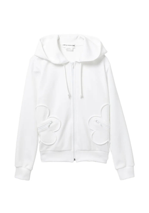 Comme Des Garçons Girl floral appliqué zip-up hoodie - White