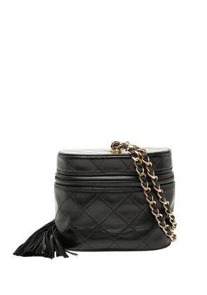CHANEL Pre-Owned 1989-1991 Quilted Lambskin Tassel Vanity Case with Chain crossbody bag - Black
