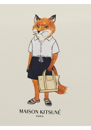 Maison Kitsuné Fox-print tote bag - Neutrals