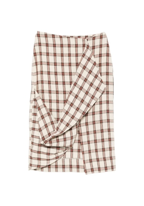 Róhe draped check midi skirt - Neutrals