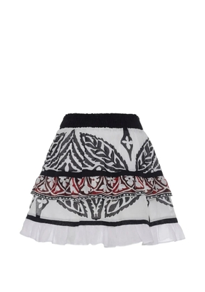 Devotion ruffled patterned skirt - White