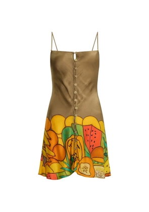 Donde Esteban button fruit-print mini dress - Brown