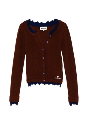 SHUSHU/TONG contrast-trim raw-edge cardigan - Brown