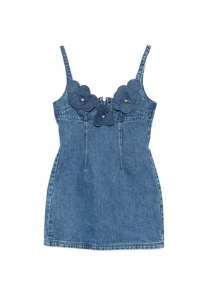 David Koma floral-appliqué denim mini dress - Blue