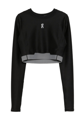 On train long-sleeves crop top - Black