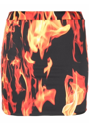 VETEMENTS fire-print skirt - Black