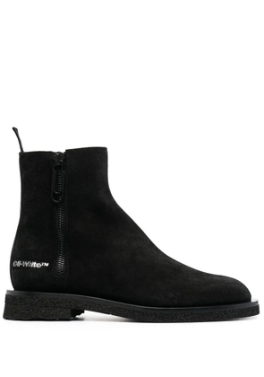 Off-White side logo-print ankle boots - Black