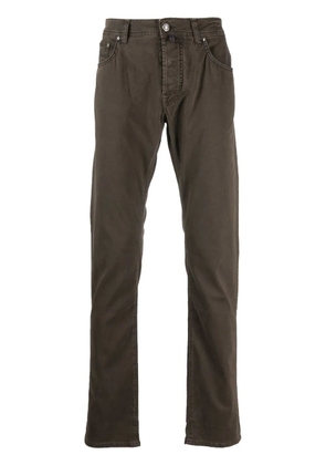 Jacob Cohën logo-patch straight-leg trousers - Brown