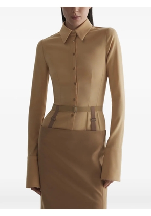 Mugler belted shirt - Brown