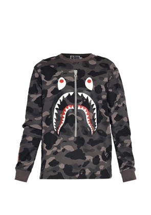 A BATHING APE® camouflage-print shark-detail T-shirt - Black
