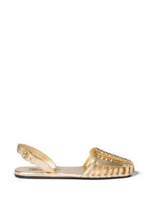 Miu Miu laminated nappa-leather fisherman sandals - Gold