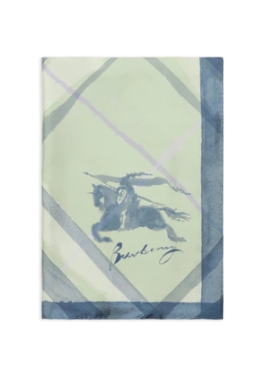 Burberry wide watercolour Check silk scarf - Green