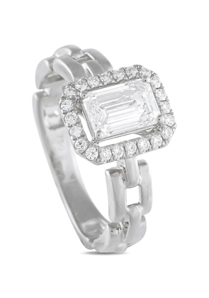 LB Exclusive square link emerald-cut diamond ring - Silver