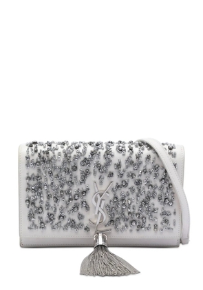 Saint Laurent Pre-Owned 2013 Beaded Calfskin Monogram Kate Tassel Wallet on Chain crossbody bag - White