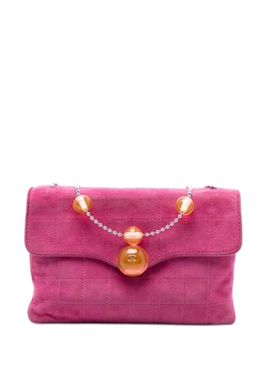 CHANEL Pre-Owned 2000-2002 CC Choco Bar Suede Beaded Chain Flap shoulder bag - Pink