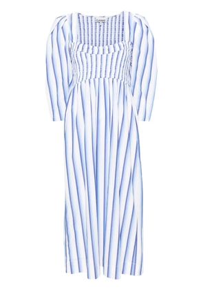 GANNI striped poplin midi dress - Blue