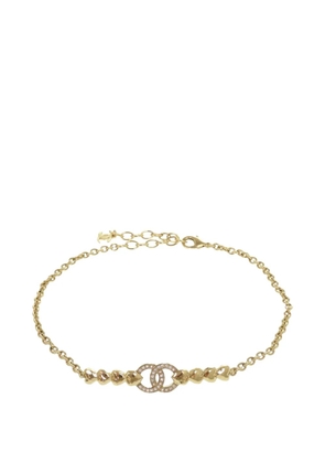 CHANEL Pre-Owned 2023 Gold Plated CC Crystal Choker Necklace costume necklace