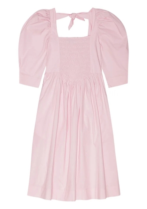 GANNI ruched ribbon-back dress - Pink