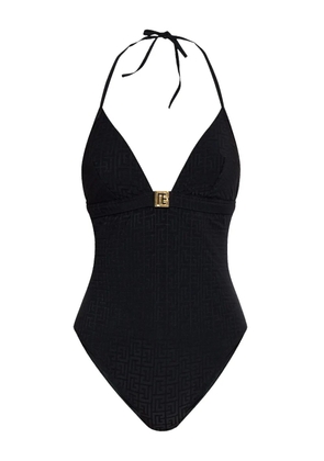 Balmain monogram-pattern swimsuit - Black