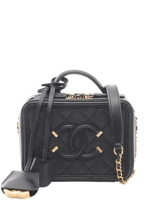 CHANEL Pre-Owned 2018 Small Caviar CC Filigree Vanity Case satchel - Black