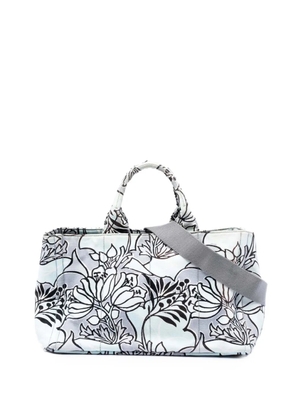 Prada Pre-Owned 2013-2025 Medium Floral Printed Canvas Canapa satchel - Blue
