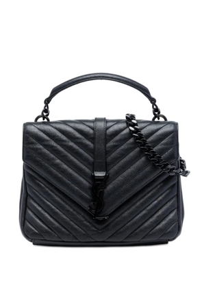 Saint Laurent Pre-Owned 2016 Medium Chevron Sheepskin Monogram Monochrome College Bag satchel - Black