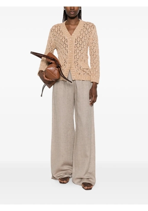 Fabiana Filippi openwork flap-pockets cardigan - Neutrals