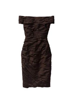 Versace off-shoulder gathered mini dress - Brown