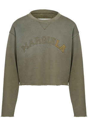 Maison Margiela logo-print cropped sweatshirt - Green