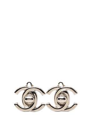 CHANEL Pre-Owned 1980-1990 Silver Plated CC Turnlock Clip On Earrings costume earrings