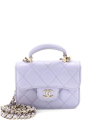 CHANEL Pre-Owned Top Handle Flap Coin Purse with Chain Quilted Lambskin crossbody bag - Purple