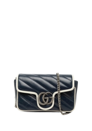 Gucci Pre-Owned 2016-2026 Super Mini GG Marmont Matelasse Leather Torchon Flap crossbody bag - Blue