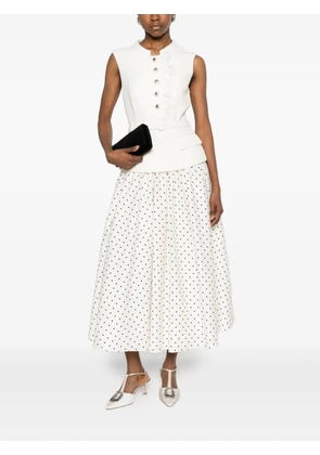 Self-Portrait polka-dot belted midi dress - Neutrals