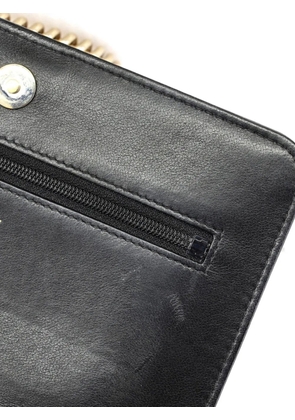 CHANEL Pre-Owned Boy Wallet on Chain Chevron Woven Raffia and Leather shoulder bag - Black