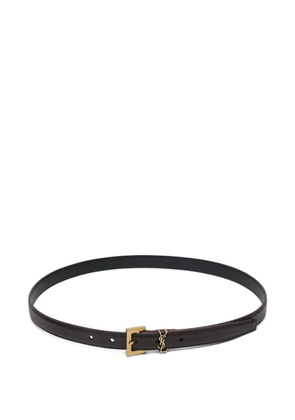 Saint Laurent Cassandre thin leather belt - Brown