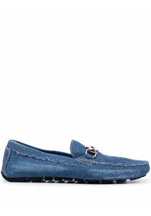 Philipp Plein denim logo-plaque moccasins - Blue