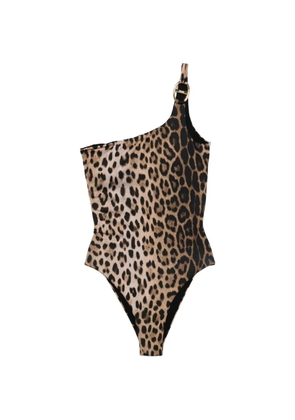Moschino O-ring leopard-print swimsuit - Neutrals