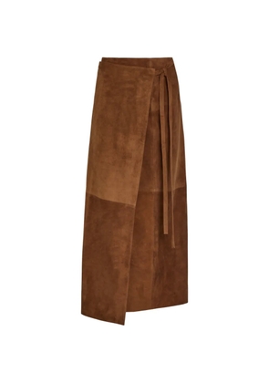 Nour Hammour suede wrap midi skirt - Brown