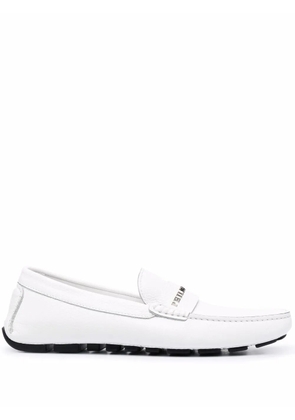 Philipp Plein logo-plaque leather loafers - White