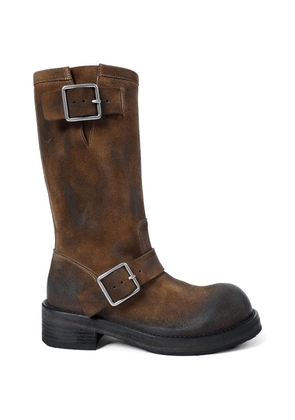 Ann Demeulemeester Sarith Engineer buckled coated leather boots - Brown